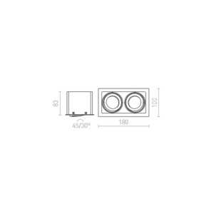 Faretto da incasso FIZZ II inclinabile alluminio 12V GU5,3 2x50W