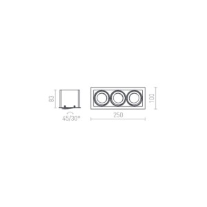 Faretto da incasso FIZZ III inclinabile alluminio 12V GU5,3 3x50W