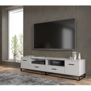 MOBILE TV PIANO TV SOGGIORNO BIANCO OPACO NERO 190x45.2x42.5cm ARSEN