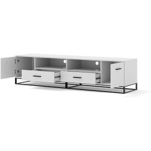 MOBILE TV PIANO TV SOGGIORNO BIANCO OPACO NERO 190x45.2x42.5cm ARSEN