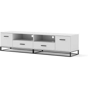 MOBILE TV PIANO TV SOGGIORNO BIANCO OPACO NERO 190x45.2x42.5cm ARSEN