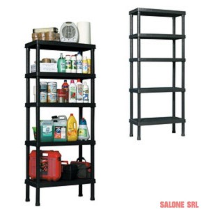 SCAFFALE IN RESINA 5 RIPIANI SCAFFALATURA PER INTERNO ED ESTERNO 90X40X188H
