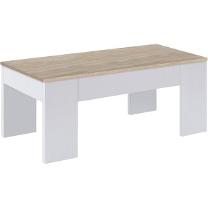 KIT TAVOLO CAFFÉ ELEVABILE 43X100X50CM BIANCO ROVERE