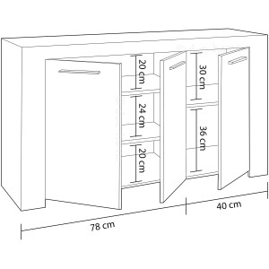 MOBILE CREDENZA 3 ANTE AMBIT CM. 144X42X80H BIANCO OPACO