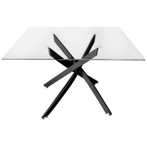 TAVOLO VETRO - METALLO cm 120X120X75H NERO
