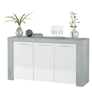 KIT CREDENZA 3 ANTE AMBIT cm 42X144X80H BIANCO / CEMENTO