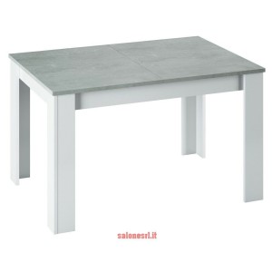 KIT TAVOLO ALLUNGABILE KENDRA CM 90X140/190X78 BIANCO / CEMENTO