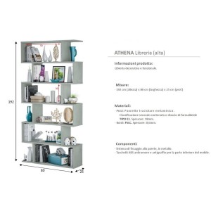 KIT LIBRERIA ATHENA DESIGN  CM 80X25X192H  CEMENTO
