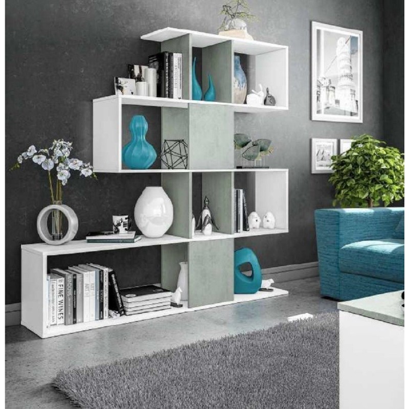 KIT LIBRERIA ZIG-ZAG DESIGN cm 145X29X145H BIANCO/CEMENTO KIT LIBRERIA ZIG-ZAG DESIGN cm 145X29X145H BIANCO/CEMENTO