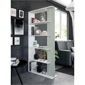 KIT LIBRERIA ALIDA DESIGN CM 90X25X180H BIANCO/CEMENTO