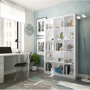 KIT LIBRERIA KUBE CM.114X30X195H BIANCO LUCIDO