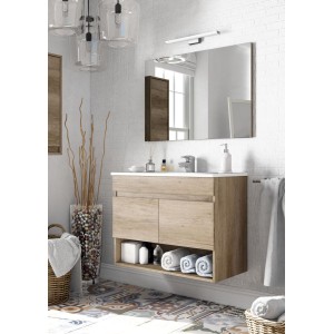 Mobile bagno dakota 2 ante cm.80x45x64h colore rovere con Lavabo e Specchio