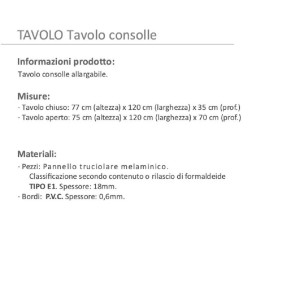 KIT TAVOLO CONSOLLE CM.35/70X120X75H BIANCO E CEMENTO