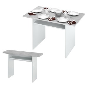 KIT TAVOLO CONSOLLE CM.35/70X120X75H BIANCO E CEMENTO