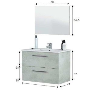 KIT MOBILE BAGNO ARUBA 2 CASSETTI CM.80X45X57H FINITURA CEMENTO