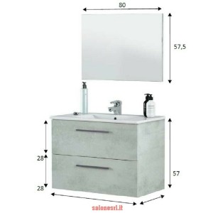 KIT MOBILE BAGNO ARUBA 2 CASSETTI CM.80X45X57H FINITURA CEMENTO