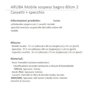KIT MOBILE BAGNO ARUBA 2 CASSETTI CM.80X45X57H FINITURA CEMENTO