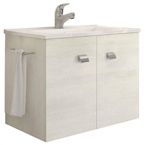 MOBILE BAGNO ERIKA CON LAVABO INTEGRALE FINITURA ROVERE BIANCO 61x36x47h Cm