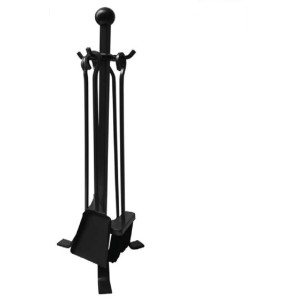 SET ATTREZZI CAMINO IN FERRO BATTUTO PALLA H.73