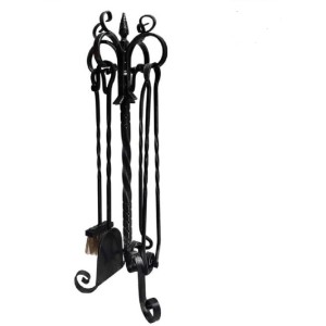 SET ATTREZZI CAMINO IN FERRO BATTUTO PIGNA H.75