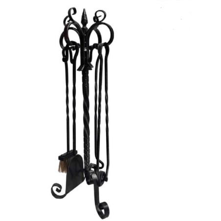 SET ATTREZZI CAMINO IN FERRO BATTUTO PIGNA H.75