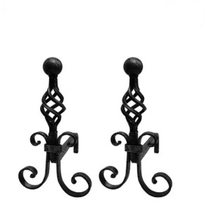 COPPIA ALARI TORCIGLIONE IN FERRO BATTUTO H.40X36