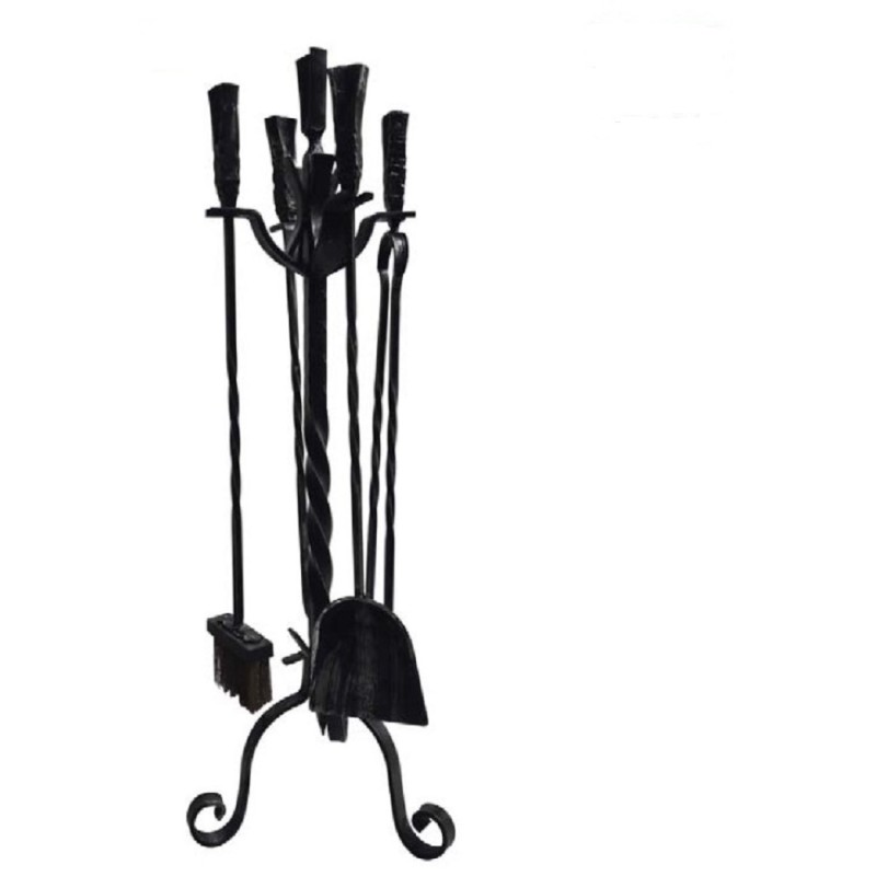 SET ATTREZZI CAMINO IN FERRO BATTUTO H.75 SET ATTREZZI CAMINO IN FERRO BATTUTO H.75