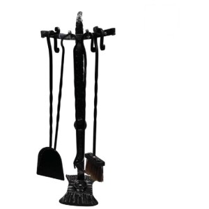 SET ATTREZZI CAMINO IN FERRO BATTUTO H.70