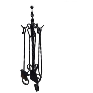 SET ATTREZZI CAMINO IN FERRO BATTUTO H.79