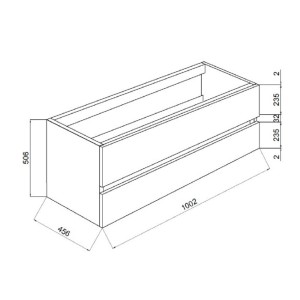MOBILE BAGNO CON LAVABO E SPECCHIO INCLUSI FINITURA ROVERE BIANCO 105X47X53H Cm