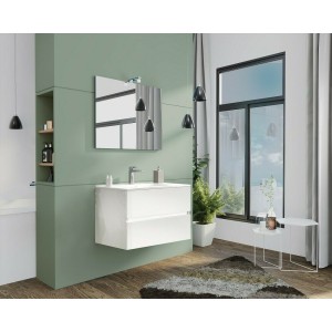 MOBILE BAGNO CON LAVABO E SPECCHIO INCLUSI FINITURA BIANCO 81X47X53H Cm