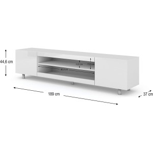 Mobile TV  Cm 42h x 189 x 37 frontali Grigio Lucido struttura Grigio Opaco