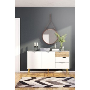 MOBILE CREDENZA CUCINA SOGGIORNO OSLO CM.147X39X82  BIANCO OPACO ROVERE