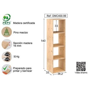 SCAFFALE NEGOZIO CASA KIT CUBO 4 P. DINAMIC CM.33x36x140H LEGNO CHIARO