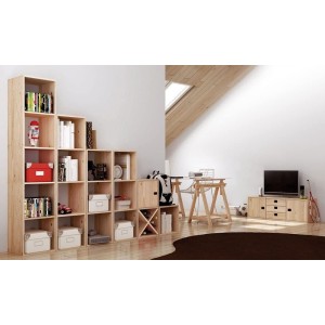 SCAFFALE NEGOZIO CASA KIT CUBO 3 P. DINAMIC CM.33x36x105H LEGNO CHIARO
