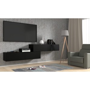 MOBILE TV PORTA TV STAND TV SOGGIORNO BINGO 140x40x30cm NERO OPACO