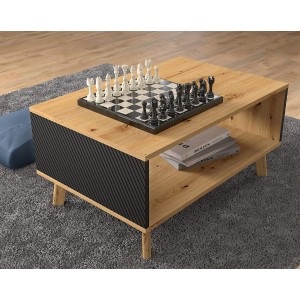 MOBILE TAVOLINO TAVOLINETTO DA CAFFE' LUXI 90x60x45cm ROVERE NERO OPACO