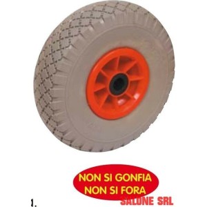 RUOTA PER CARRELLO IN POLIURETANO ANTIFORATURA 260X85 MM MOZZO NYLON