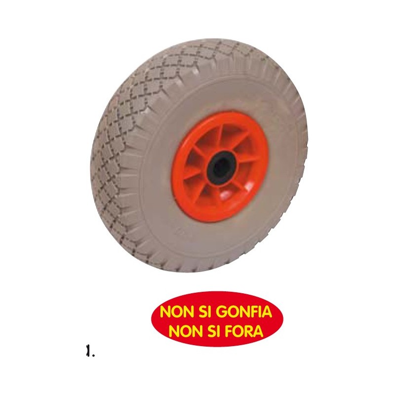 RUOTA PER CARRELLO IN POLIURETANO ANTIFORATURA 260X85 MM MOZZO NYLON RUOTA PER CARRELLO IN POLIURETANO ANTIFORATURA 260X85 MM MOZZO NYLON