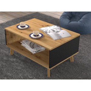 MOBILE TAVOLINO TAVOLINETTO DA CAFFE' LUXI 90x60x45cm ROVERE NERO OPACO