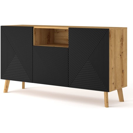 MOBILE CASSETTIERA SOGGIORNO LUXI 146x42x80cm ROVERE NERO OPACO