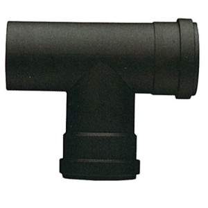 SAVE RACCORDO A T PER TUBO STUFA A PELLET PORCELLANATO NERO OPACO MM.1,2 D.8 FEMMINA-FEMMINA S/GUARNIZIONE