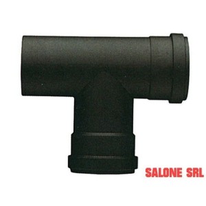 SAVE RACCORDO A T PER TUBO STUFA A PELLET PORCELLANATO NERO OPACO  MM.1,2 D.12 FEMMINA-FEMMINA S/GUARNIZIONE