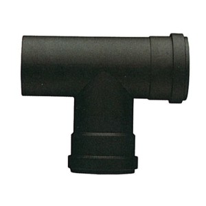 SAVE RACCORDO A T PER TUBO STUFA A PELLET PORCELLANATO NERO OPACO  MM.1,2 D.12 FEMMINA-FEMMINA S/GUARNIZIONE