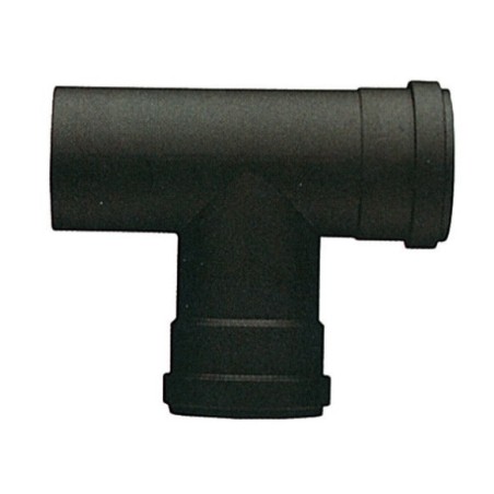 SAVE RACCORDO A T PER TUBO STUFA A PELLET PORCELLANATO NERO OPACO  MM.1,2 D.12 FEMMINA-FEMMINA S/GUARNIZIONE