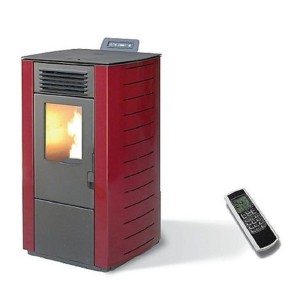 STUFA A PELLET 10 KW CON TELECOMANDO KING 118 COLORE BORDEAUX MADE ITALY