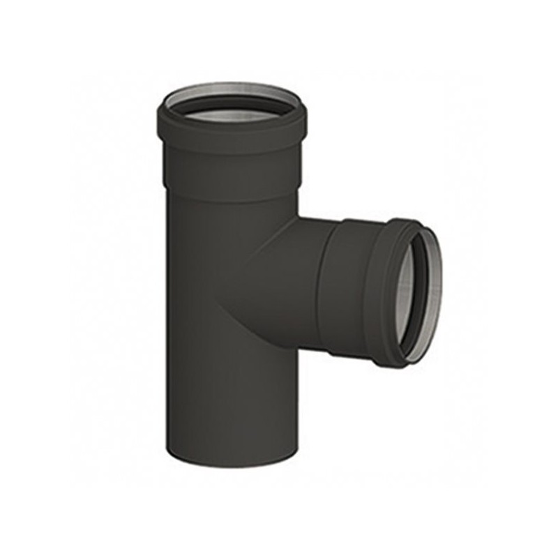 RACCORDO A T PER STUFA A PELLET FF ALLUMINIO NERO OPACO STABILA D.8 CON GUARNIZIONE RACCORDO A T PER STUFA A PELLET FF ALLUMINIO NERO OPACO STABILA D.8 CON GUARNIZIONE