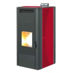 TERMOSTUFA A PELLET STUFA IDRO KING 24 KW COLORE BORDEAUX MADE IN ITALY