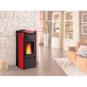 TERMOSTUFA A PELLET STUFA NORDICA EXTRAFLAME MELINDA IDRO STEEL 15kW bordeaux