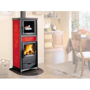 STUFA A LEGNA NORDICA ROSSELLA PLUS CON FORNO 8 kW 229 m³ BORDEAUX